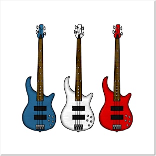 Bass Guitar French Flag Bassist Musician France Posters and Art